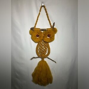 Vintage Gold Macrame Owl.